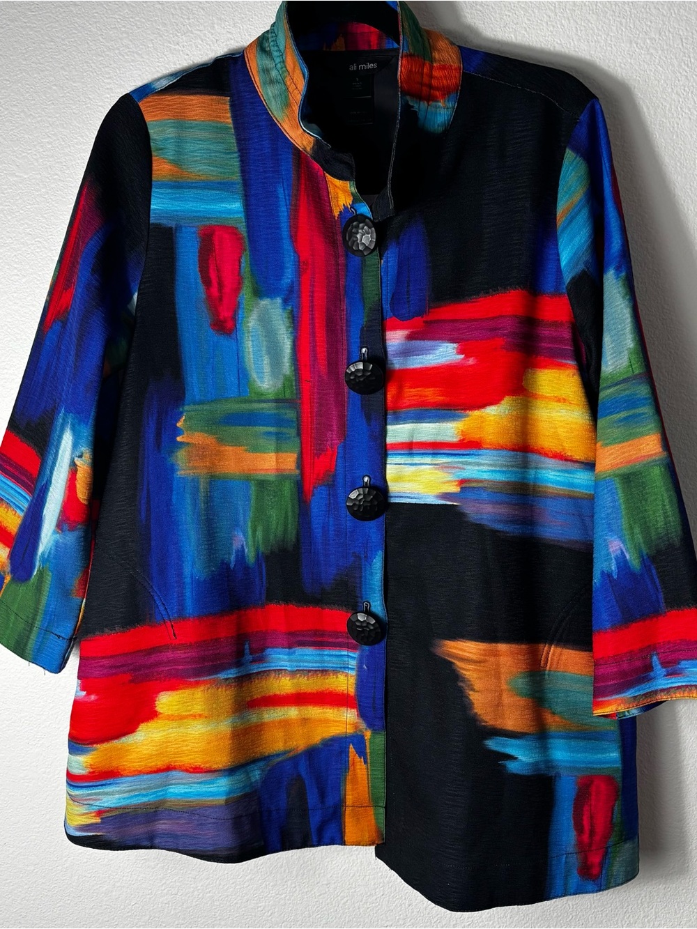 Ali Miles Abstract Watercolor Print Art To Wear Jacket Size S